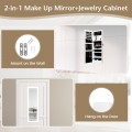 Lockable Wall Door Mounted Mirror Jewelry Cabinet with LED Lights - Gallery View 17 of 27