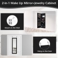 Lockable Wall Door Mounted Mirror Jewelry Cabinet with LED Lights - Gallery View 8 of 27