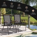 Set of 2 Patio Folding Sling Back Camping Deck Chairs - Gallery View 2 of 44