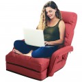 Folding Lazy Floor Chair Sofa with Armrests and Pillow - Gallery View 16 of 40