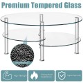 Tempered Glass Oval Side Coffee Table - Gallery View 21 of 22