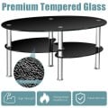 Tempered Glass Oval Side Coffee Table - Gallery View 10 of 22