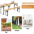 3 Pieces Folding Wooden Picnic Table Bench Set - Gallery View 5 of 11