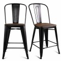 Set of 2 Copper Barstool with Wood Top and High Backrest - Gallery View 7 of 11