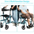 2-in-1 Adjustable Folding Handle Rollator Walker with Storage Space - Gallery View 32 of 35