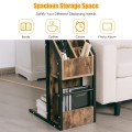 Industrial C-Shape Snack End Table with Storage Space - Gallery View 9 of 12