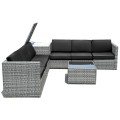 8 Piece Wicker Sofa Rattan Dining Set Patio Furniture with Storage Table - Gallery View 41 of 65