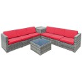 8 Piece Wicker Sofa Rattan Dining Set Patio Furniture with Storage Table - Gallery View 46 of 65