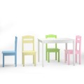 5 Pcs Kids Pine Wood Table Chair Set