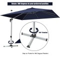 10 Feet 360° Tilt Aluminum Square Patio Umbrella without Weight Base - Gallery View 78 of 80