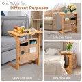 Bamboo Sofa Table End Table Bedside Table with Storage Bag - Gallery View 9 of 10