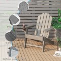 Outdoor Adirondack Chair with Built-in Cup Holder for Backyard and Porch