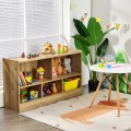 Kids 2-Shelf Bookcase 5-Cube Wood Toy Storage Cabinet Organizer - Gallery View 10 of 38