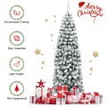 6 Feet Unlit Hinged Snow Flocked Artificial Pencil Christmas Tree with 500 Branch Tip - Gallery View 2 of 10