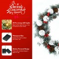 30-Inch Pre-lit Flocked Artificial Christmas Wreath with Mixed Decorations - Gallery View 5 of 11