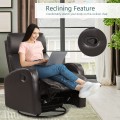Leather Recliner Chair with 360° Swivel Glider and Padded Seat - Gallery View 23 of 36