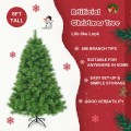 6 Feet Hinged Artificial Christmas Tree Holiday Decoration with Stand - Gallery View 9 of 12