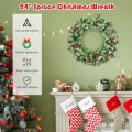 24-Inch Pre-lit Flocked Christmas Spruce Wreath with LED Lights - Gallery View 2 of 10