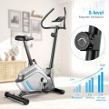 Magnetic Exercise Bike Upright Cycling Bike with LCD Monitor and Pulse Sensor - Gallery View 9 of 12