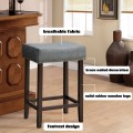 24 Inch 2 Pieces Nailhead Saddle Bar Stools with Fabric Seat and Wood Legs - Gallery View 22 of 22