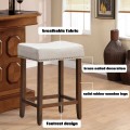 24 Inch 2 Pieces Nailhead Saddle Bar Stools with Fabric Seat and Wood Legs - Gallery View 10 of 22