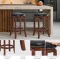Bistro Leather Padded  Backless Swivel Bar stool - Gallery View 9 of 9