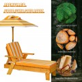 Kids Outdoor Wood Lounge Chair with Height Adjustable Umbrella