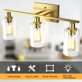 3-Light Modern Bathroom Wall Sconce with Clear Glass Shade