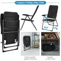 Set of 4 Patio Folding Chairs with Adjustable Backrests