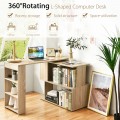  Study L-Shaped Rotating Corner Computer/Laptop Table with Bookshelves - Gallery View 2 of 12
