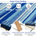 Hammock Chair Stand Set Cotton Swing with Pillow Cup Holder Indoor Outdoor - Gallery View 8 of 15