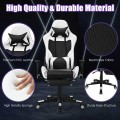 PU Leather Gaming Chair with USB Massage Lumbar Pillow and Footrest - Gallery View 33 of 44