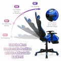 PU Leather Gaming Chair with USB Massage Lumbar Pillow and Footrest - Gallery View 10 of 44