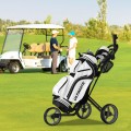 3 Wheel Folding Golf Push Cart with Brake Scoreboard Adjustable Handle - Gallery View 32 of 47