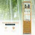 Bamboo Tower Hamper Organizer with 3-Tier Storage Shelves - Gallery View 2 of 11