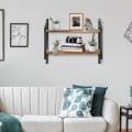 2-Tier Floating Rustic Storage Shelves for Living Room - Gallery View 6 of 12