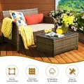 2 Pieces Cushioned Patio Rattan Furniture Set - Gallery View 2 of 12