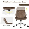 Leather Armless Adjustable Mid-Back Office Chair