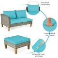 4PCS Patio Rattan Furniture Set Cushioned Loveseat - Gallery View 11 of 24