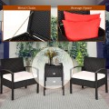 3 Pieces PE Rattan Wicker Sofa Set with Washable and Removable Cushion for Patio - Gallery View 10 of 36