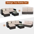 2 Pieces Patio Rattan Armless Sofa Set with 2 Cushions and 2 Pillows - Gallery View 10 of 58
