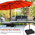 15 Feet Extra Large Patio Double Sided Umbrella with Crank and Base