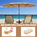 15 Feet Extra Large Patio Double Sided Umbrella with Crank and Base - Gallery View 7 of 48