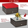 6 Pieces Patio Rattan Furniture Set with Sectional Cushion - Gallery View 5 of 62