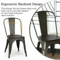 4 Pieces Tolix Style Metal Dining Chairs with Stackable Wood Seat - Gallery View 10 of 23