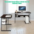 L-Shaped Computer Desk with Tiltable Tabletop