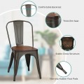 18 Inch Height Set of 4 Stackable Style Metal Wood Dining Chair