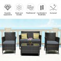 4 Pieces Comfortable Outdoor Rattan Sofa Set with Table - Gallery View 48 of 80