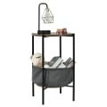 Industrial Round End Side Table Sofa with Storage - Gallery View 5 of 8