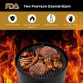 3-in-1 Portable Round Charcoal Smoker BBQ Grill Built-in Thermometer - Gallery View 2 of 15